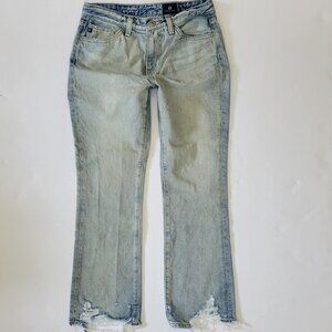 AG Jodi High Rise Slim Flare Crop Frayed Cut Off Hem, Light Wash